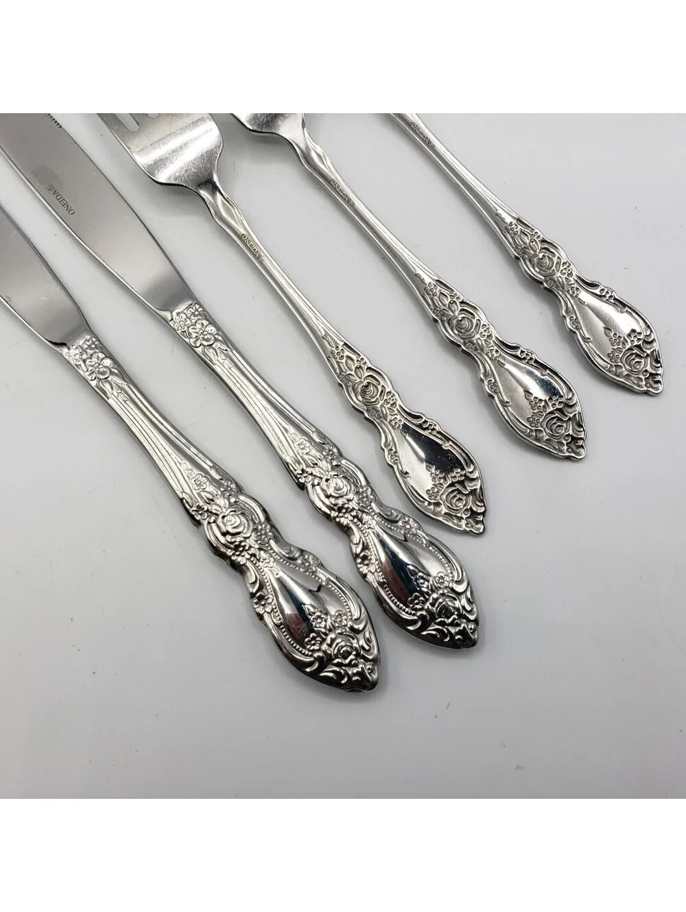 Oneida WORDSWORTH Stainless Flatware Dinner Knife & Forks Set of 5 Glossy